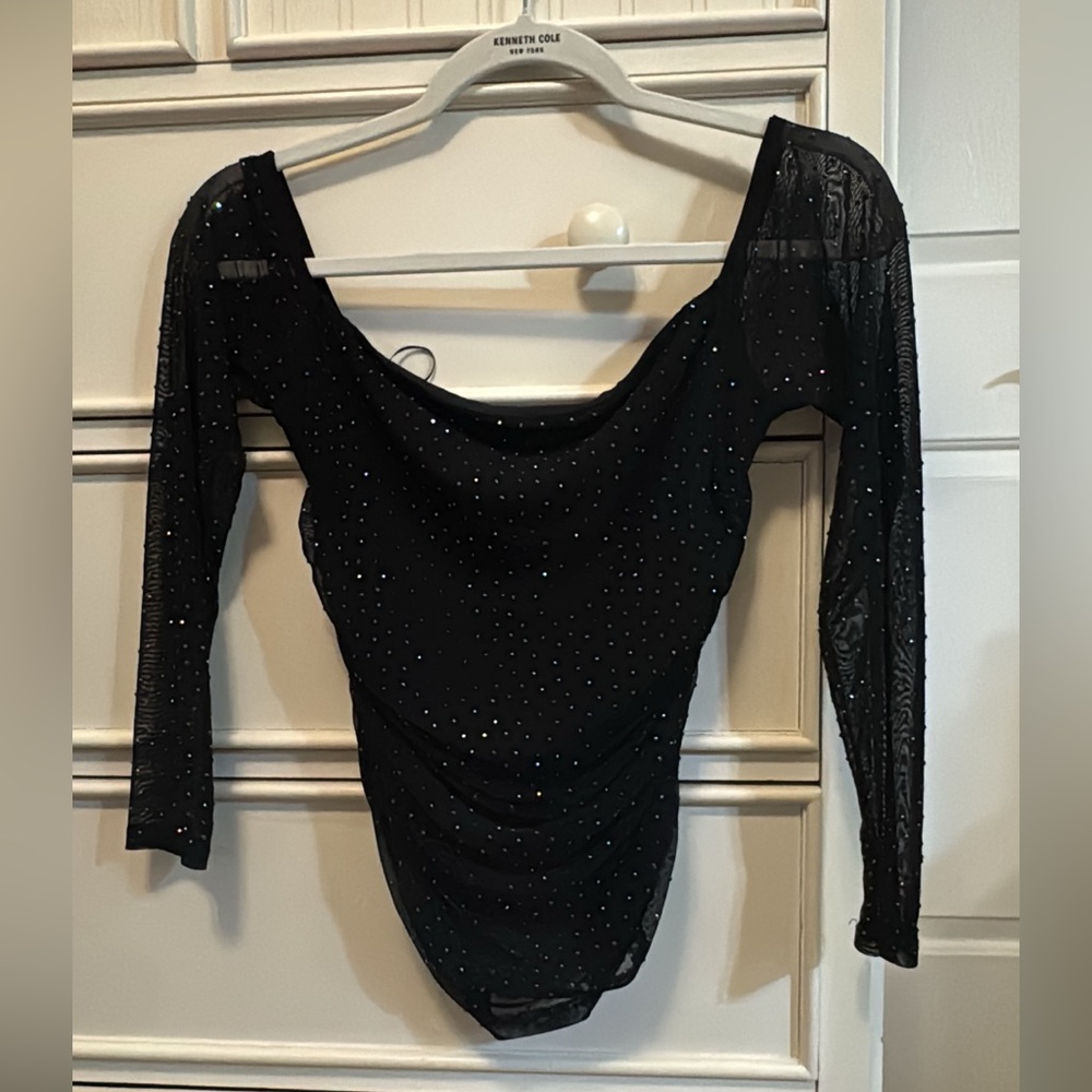 Black Rhinestone Women's Top